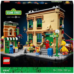 LEGO Ideas 123 Sesame Street 21324 konstruktors, lielisks konstruktors un šova modelis pieaugušajiem ar Elmo, cepumu briesmoni, Oskaru Grouču, Bertu, Erniju un Lielo putnu, jauns 2021 (1367 gabaliņi)