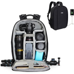 CADeN Kamerarucksack Spiegelreflex Tasche Wasserabweisend Fotorucksack mit Regenschutz Camera Backpack Bag Kompatibel mit Canon Nikon Sony 2 DSLR 7 Objektiv Stativ