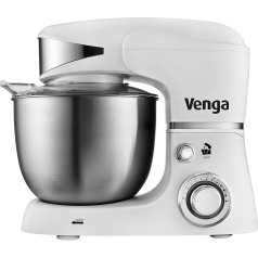 Venga! VG M 3014 WH virtuves kombains, 5 l nerūsējošā tērauda trauks, četri piederumi, recepšu grāmata, 1000 W, balta krāsā