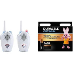 Disney Eiskönigin 2 / Frozen 2 Walkie Talkie Set für Kinder; 2 Spielzeug Funkgeräte - eKids FR-212 + Duracell Optimum Batterien AAA, 8 Stück, bis zu 100% Extra Power oder zusätzliche Leistung