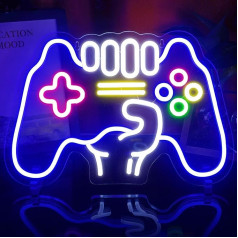 JEMESI Spiel-Neonschild, dimmbar, Gaming-Neonschild, Stromversorgung über USB mit Schalter, blaues LED-Lichtschild für Schlafzimmer, Wanddekoration, Spielzimmer, Party-Dekoration