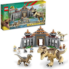 LEGO Juras laikmeta parka apmeklētāju centrs: rex un plēsēju uzbrukums 76961 Konstruējama dinozauru rotaļlieta, pusaudžiem un bērniem no 12 gadiem, ietilpst dinozauru skeleta figūriņa, 6 minifigūriņas, daudzkrāsains.