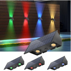 Lampop Solar Yard Wall Light Pack of 4 RGB Outdoor Wall Lights Solar Outdoor Fence Lighting Up and Down Luminescence IP65 Waterproof Piemērots pagalmiem, žogiem un sienām Apgaismojums Automātisks apgaismojums