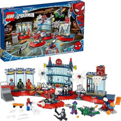 LEGO 76175 Marvel Zirnekļcilvēku slēptuves uzbrukuma komplekts ar Zaļā Goblina un Venoma figūriņām, supervaroņa rotaļlieta