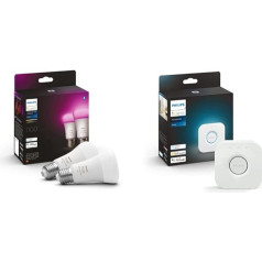 Philips Hue White & Col. Amb. E27 Twin Pack 2 x 800lm 75W + tiltiņš, Hue sistēmas centrālais inteliģentās vadības elements