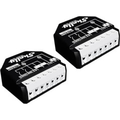 Shelly Qubino Wave 2PM | Pack of 2 | Z-wave viedā slēdža relejs, 2 kanālu 16 A ar strāvas mērīšanu | Mājas automatizācija | Z-Wave Gateway | Z-Wave Gateway | Zems enerģijas patēriņš | Repeater Extended Mains