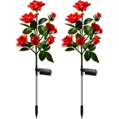 Aolyty Pack of 2 LED Solar Rose Lights, 7 ziedu ūdensizturīgs dārza apgaismojums, āra celiņu apgaismojums, dekoratīvie mākslīgie rotājumi, nakts apgaismojums terasei, pagalmam (sarkans)