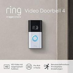 Zertifiziert und generalüberholt Ring Video-Türklingel 4 Akku (Video Doorbell 4)| HD-Video, Gegensprechfunktion, Pre-Roll-Videovorschau, akkubetrieben | Alexa-kompatibel