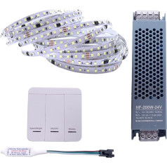 TOPXCDZ DC24V 10M WS2811 zirgu sacīkšu LED lente 2835 120 LED/m tekoša ūdens plūstoša gaisma ar bezvadu kontrolieri Cool White (Cool White)