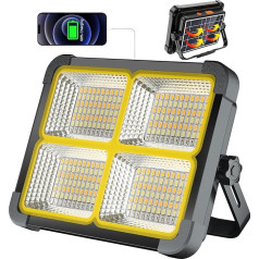 LED celtniecības prožektora baterija 100 W, celtniecības prožektora LED baterija 336 LED saules paneļi 4 gaismas režīmi Ārējā baterija ar 12000 mAh magnētisko funkciju LED prožektora baterija Ideāli piemērota