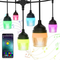 Pasaku gaismas Āra krāsains 14 m LED puse pasaku gaismas āra apgaismojums ar Bluetooth lietotni un attēlu krāsu atpazīšanu un taimeri, IP65 ūdensizturīgas spuldzes Pasaku gaismas kempingam dārzā