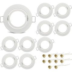 KYOTECH White Recessed Frame Recessed Spotlights Set of 10 Gu10 Frame Swivelling LED Spot Mounting Frame Round White Recessed Lights Frame for Halogen Bulbs LED Module GU10 MR16 Includes GU10 Socket