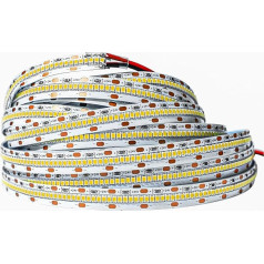 Tesfish 24 V LED lentu gaisma, silti balta 3000 K Pro versija, īpaši spilgta, 5 m LED lentu gaisma SMD 2025 IP20, 420 LED/M, kopā 2100 LED gaismas diodes, LED lentu LED lentu guļamistabai, virtuves dekorēšanai