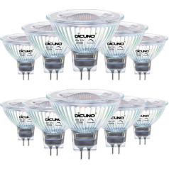 DiCUNO Dimmable GU5.3 LED spuldze 6 W, aizvieto 60 W halogēna prožektoru, MR16 LED starmeši, silti balta 2700 K, 420 LM, GU5.3 LED 12 V, iegremdējams prožektors ar divpolu ligzdu, 40° staru leņķis, CRI85, 10 gab. komplekts