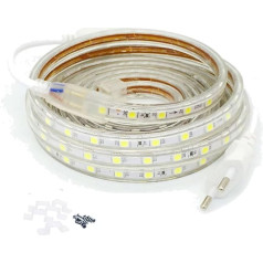 FOLGEMIR 20 m auksti balta LED lente, 220 V 230 V gaismas lente, 60 LED/m lente, IP65 gaismas caurule, viegls fona apgaismojums