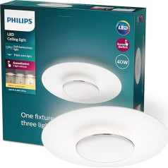 Philips Garnet griestu gaisma, trīs gaismas intensitātes līmeņi ar SceneSwitch tehnoloģiju, 40 W, silti balta, balta