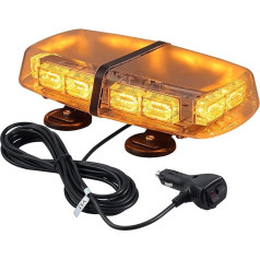 EypiNS 72 LED brīdinājuma gaisma, 12/24 V rotējoša bāka, 36 W brīdinājuma gaisma, mirgojoša gaisma, automašīnas kravas automašīnas, automašīnas jumta avārijas brīdinājuma stroboskops, 7 režīmi ar super magnētisko bāzi, IP65 E57 (oran