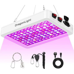 DragonLight 2024 Neueste BW1000 Pflanzenlampe LED Vollspektrum mit UV IR, Doppelchips LED Grow Lampe mit 3-Meter-Kabel für Gewächshaus und Zimmerpflanzen Gemüse und Blumenanbau [Weiß]