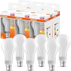 OSRAM LED Star Classic A150 LED spuldze B22d ligzdai, bumbiņas forma, GL FR, 2452 lūmeni, silti balta (2700K), 150 W kvēlspuldzes, bez apgaismojuma, 6 gab. komplektā