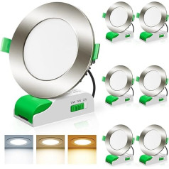 ALUSSO LIGHTING LED iegremdējamais prožektors ar transformatoru Dimmable 10 W Diametrs 90-105 mm LED prožektori 230 V Plakans iegremdējamais apgaismojums 850LM Matēts niķelis 3000K 4000K 5700K Griestu prožektors IP44 priekš