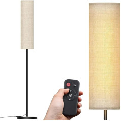 Lithomy 12 W LED stāvlampa, dzīvojamās istabas gaismeklis ar 3 krāsu temperatūrām, apgaismotājs ar lina abažūru un kājgaismas slēdzi, stāvlampa ar tālvadības pulti guļamistabai