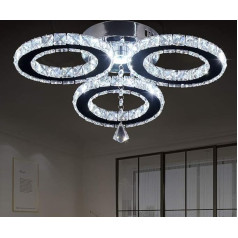 LED kristāla kulonu gaisma 13 x 3,5 collas 3 gredzeni kristāla lustra Flush Mount apgaismojums guļamistabai, hobijam, viesistabai (vēsā baltā krāsā)