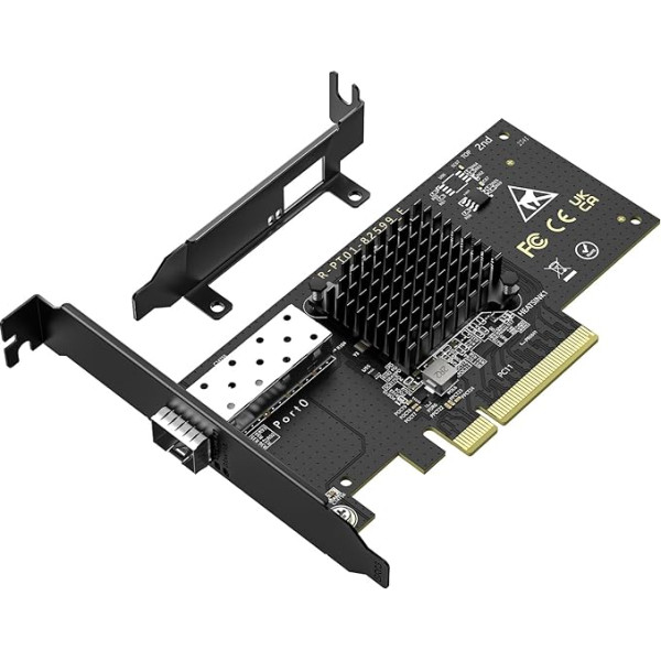 VIMIN 10Gb SFP PCIe tīkla karte ar Intel 82599 (X520-DA1) kontrolieri, 10G Ethernet adaptera NIC ar vienu 10Gbps SFP+ portu, saderīga ar PCIe X8/X16, atbalsta Windows/Linux/VMware