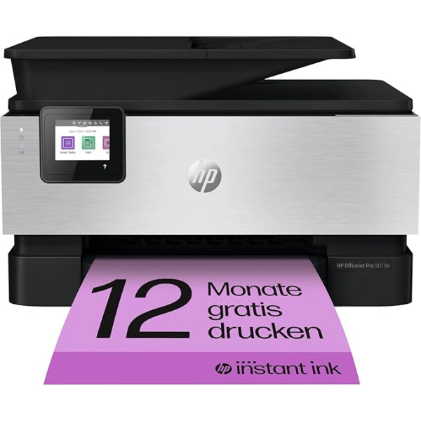 HP OfficeJet Pro 9019e daudzfunkcionālais printeris, 12 mēnešu bezmaksas drukāšana ar HP tūlītēju tinti, HP+, A4, printeris, skeneris, kopētājs, faksa aparāts, Wi-Fi, LAN, divpusējs, HP ePrint, Airprint