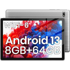 TPZ Android 13 Tablet 2024 Neueste, Tablet 10 Zoll, Android planšetdatori 8(4+4) GB RAM+64GB ROM(1TB TF) Octa-Core, 6000mAh, 1280x800 IPS, 5G WiFi 6 Tablet PC 8MP+2MP kamera, Bluetooth 5.0, GMS/Typ C