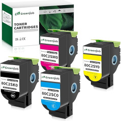 Greenjob CX310 toneris, kas saderīgs ar Lexmark CX310n CX310dn CX410 CX410e CX410de CX410dde CX410dte CX510 CX510de CX510dhe CX510dthe printeri (2500 lappuses BK, 2000 lappuses CMY) 80C2SK0 80C2 80C2 80C2 SC0 80C2SM0 80C2SY0