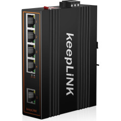 keepLiNK 5 portu nepārvaldāms industriālā tīkla PoE komutators, 125 W Fast Ethernet DIN sliedes komutators, IP40 darba temperatūras diapazons -30°C līdz 75°C (-22° līdz 167°F)