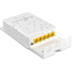 YuanLey āra Gigabit PoE Extender 1 in 4 Out, 802.3af/at/bt 5 Port PoE Repeater IP66 ūdensizturīgs, Vlan, pagarina papildus 100 m strāvas un datu pārraides, montējams pie sienas, Plug and Play