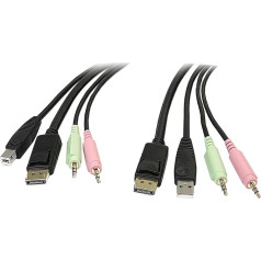 StarTech. com DP4 N1USB6 - USB DisplayPort KVM Cable - 1,8 M 4-in-1 USB DisplayPort KVM Switch Cable with Audio and Microphone