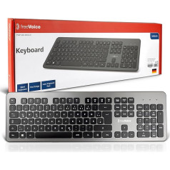 freeVoice bezvadu tastatūra [plakanie taustiņi, klusa] Bezvadu tastatūra ar vācu izkārtojumu, bez klikšķu trokšņa, 100% QWERTZ tastatūra (mājas) birojam