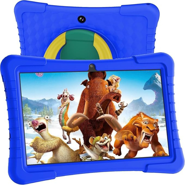 JJGJ Kinder Tablet 10 Zoll, Android 13 Tablet für Kinder, 8GB RAM 64GB ROM Kids Tablet mit 8000mAh, IPS HD displejs, 5MP+8MP, WiFi, Bluetooth, bērnu planšetdators ar vecāku kontroli(Dunkelblau)