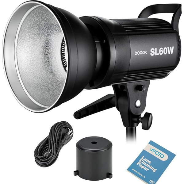 Godox SL-60W 60WS 5600±300K Bowens zibspuldzes baltas versijas video gaisma Bezvadu vadība Nepārtraukta fotostudijas gaisma fotostudijai, foto studijai, video ierakstīšanai (SL-60W)