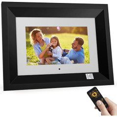 KODAK 7 collu digitālais attēla rāmītis HD IPS Smart Wood Electronic Picture Frame Small ar 4 GB atmiņu, USB SD karšu slots, automātiska rotācija, attēlu koplietošana ar tālvadības pulti, melns