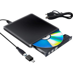 PAPOIYA Внешний Blu Ray CD DVD Drive USB 3.0 Type C Внешний DVD Blu-ray CD/DVD RW ROM Bluray Drive для ноутбука Windows 11/10 Mac MacBook (черный)