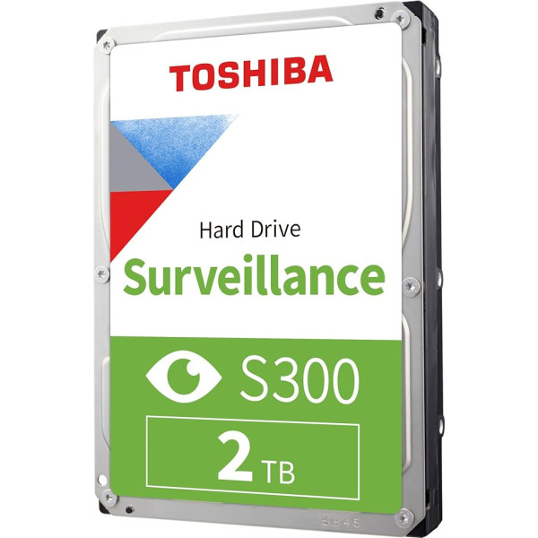 Toshiba 2TB S300 Surveillance HDD - 3.5 Inch SATA Internal Hard Drive Supports up to 64 HD Cameras at a 180TB/Year Workload (HDWT720UZSVA)