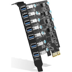 YABOANG 7 porti PCIe USB 3.0 karte 5Gb/s PCIe zu USB 3.0 Erweiterungskarte, PCIe karte ar USB 3.2 (USB 3.1) Gen1 karte Interner Hub Connect 7 Devices für Windows 11/10/8/7 /Vista/XP