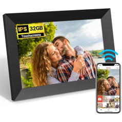 JESWO Digitaler Bilderrahmen, 10,1 Zoll WiFi Digitaler Bilderrahmen Eingebauter 32 GB Speicher, 1280 x 800 IPS LCD Touchscreen, Bewegungssensor Auto-Rotate, schnell und einfach Fotos oder Videos über