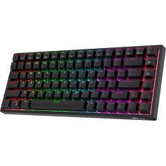 RK ROYAL KLUDGE RK84 Bezvadu Bluetooth/2.4Ghz 75% RGB mehāniskā spēļu tastatūra, trīs režīmu savienojama tastatūra ar karstās maiņas zilu slēdzi, melnā krāsā