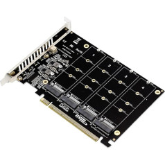 VOANZO 4 portu M.2 paplašināšanas karte M.2 NVME uz PCIE X16 adapteris M.2 NVME M Key Drive Converter lasītājs paplašināšanas karte