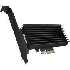 ICY BOX PCI Express kortelė, M.2 NVMe SSD į PCIe 3.0 adapteris, aušintuvas, LED apšvietimas, M-Key, 2230, 2242, 2260, 2280, juoda, ARGB LED