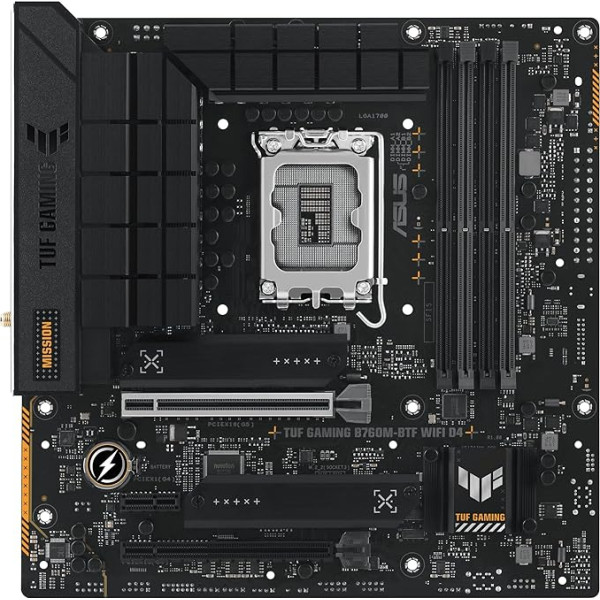 ASUS TUF Gaming B760M-BTF WiFi D4 Motherboard Socket Intel LGA 1700 (Intel B760, mATX, DDR4 Memory, PCIe 5.0, 2x M.2, WiFi 6, Thunderbolt 4, Aura Sync)