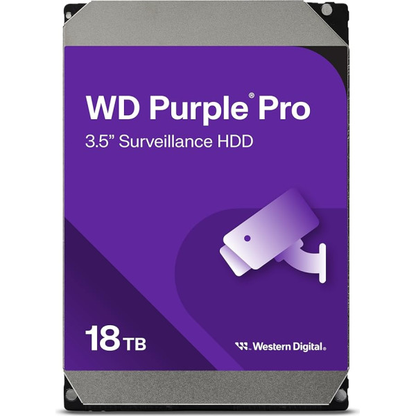 Внутренний жесткий диск WD Purple Pro 8 ТБ (3,5 дюйма, OptiNAND, 550 ТБ/год рабочей нагрузки, 512 МБ кэша, 7200 об/мин, до 64 HD-камер, технология AllFrame AI, 32 потока AI,