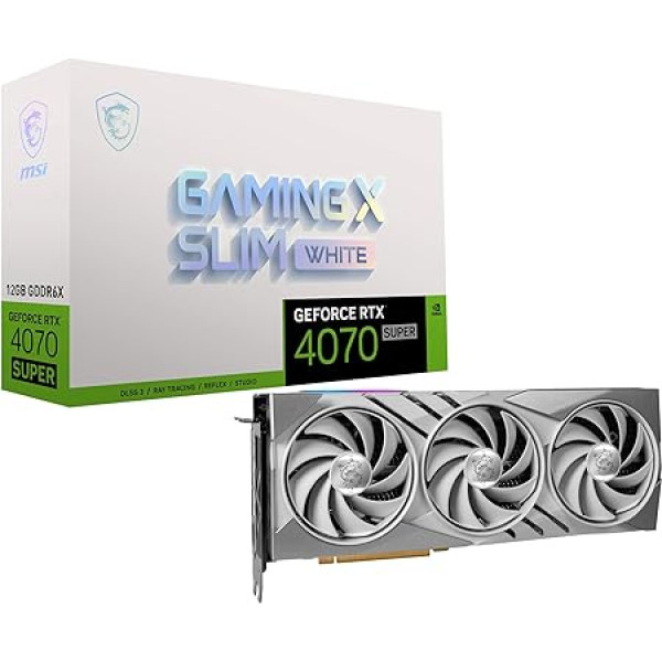 MSI GeForce RTX 4070 Super 12G Gaming X Slim White Grafiskā karte - RTX 4070 GPU, 12GB GDDR6X (21Gbps/192 bitu), PCIe 4.0, TRI Frozr 3, HDMI 2.1, DisplayPort 1.4a