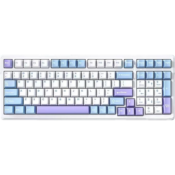 EPOMAKER x Aula F98 Gakste Wired Bluetooth Wireless Hot Swap NKRO spēļu tastatūra Win/macOS (F99 Purple, Graywood Switch)