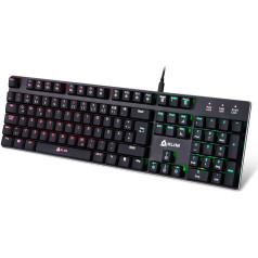 Klim Dash - Mehāniskā QWERTZ Tastatur mit roten Schaltern für kultivierte Professionelle Anwender und Gamer - RGB Farben - Metallrahmen Vollständige Anpassbarkeit