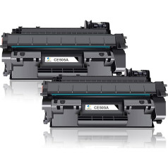 Jettruemedia 05A Toner suderinama tonerio kasetė, pakeičianti HP CE505A 05A Laserjet P2035 P2055 P2035N 2055DN P2030 2055 P2050 P2055D P2055DN P2055X spausdintuvą (juoda, 2 vnt.)